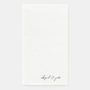 Simple Modern Script Names Wedding Napkin