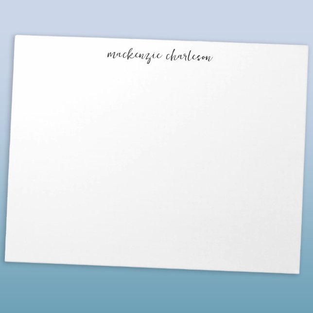 Simple Modern Script Personalized Name Notepad (Simple script monogram name persononalized custom notepad stationery)