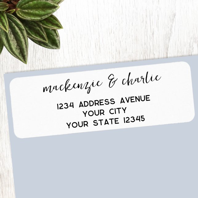 Simple Modern Script Personalized Return Address (Modern script return address label)