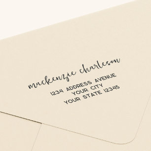 Simple Modern Script Personalized Return Address Rubber Stamp