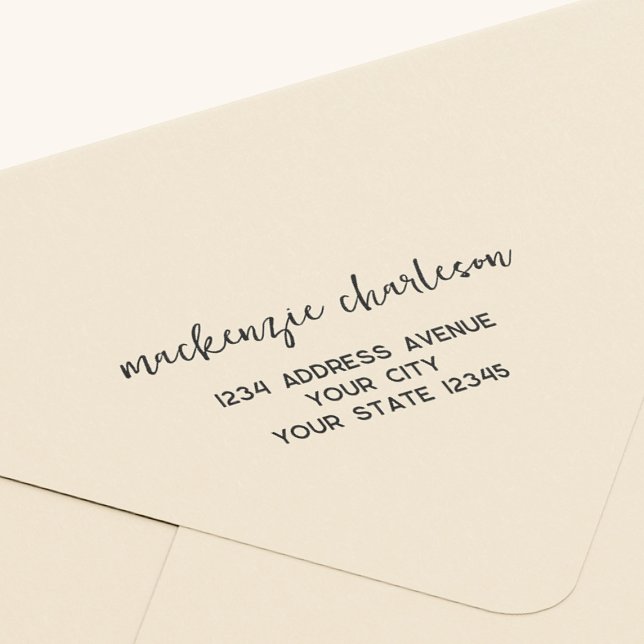 Simple Modern Script Personalized Return Address Rubber Stamp (Simple modern minimalist script personalized rubber stamp return address)