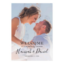 Simple Modern Script Photo Couples Shower Welcome
