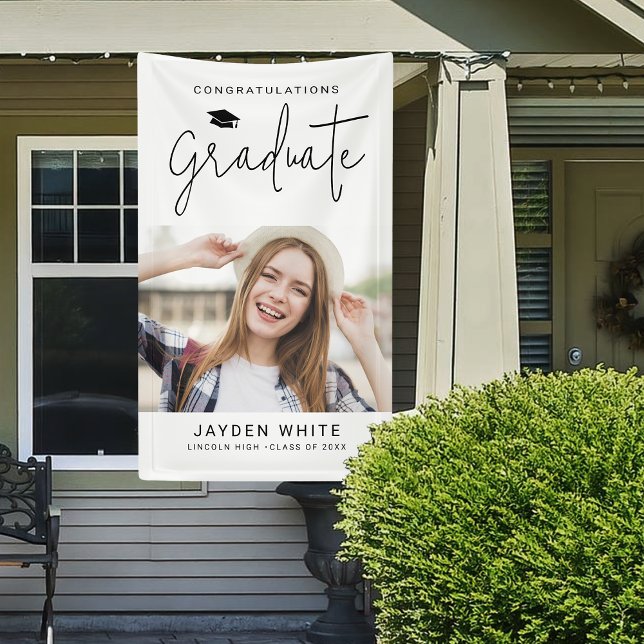 Simple Modern Script Photo Graduation Party Banner (Simple Modern Script Photo Graduation Party Banner)
