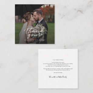 Simple Modern Script Photo Wedding Thank You Card
