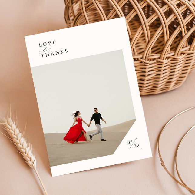 Simple Modern Script Photo Wedding Thank You Card (Creator Uploaded)