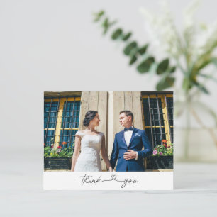 Simple Modern Script Photo Wedding Thank You  Postcard