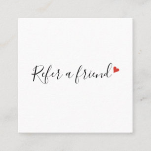 Simple Modern Script Red Love Heart Referral Card