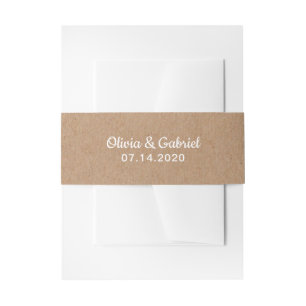 Simple modern script rustic kraft Wedding Invitation Belly Band