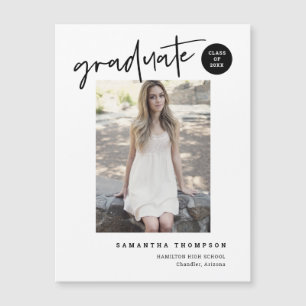 Simple Modern Script School Graduate Photo Magnet