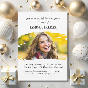 simple Modern script Stylish Photo chic birthday Invitation