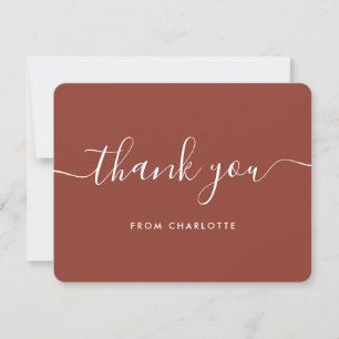 Simple Modern Script Terracotta Thank You Card
