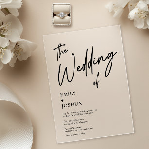 Simple Modern Script Transparent Wedding Acrylic Invitations