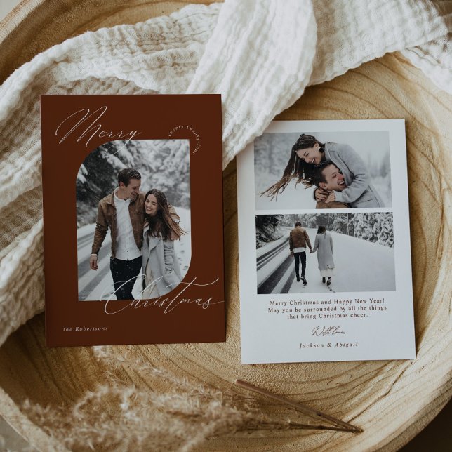 Simple Modern Script Typography Photo Christmas Holiday Card (Creator Uploaded)