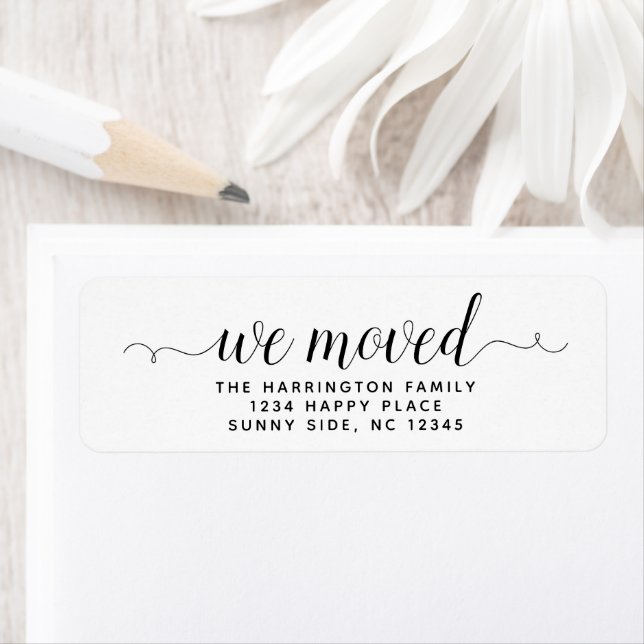 Simple Modern Script We moved New address Label (Insitu)