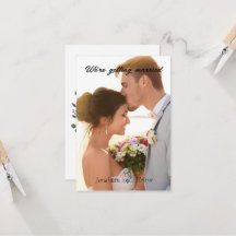 Simple Modern Script Wedding Photo Thank You Card