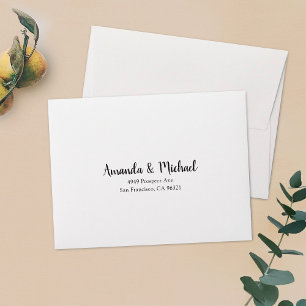 Simple Modern Script Wedding Return Address RSVP Envelope