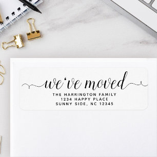 Simple Modern Script We've Moved New Address Label