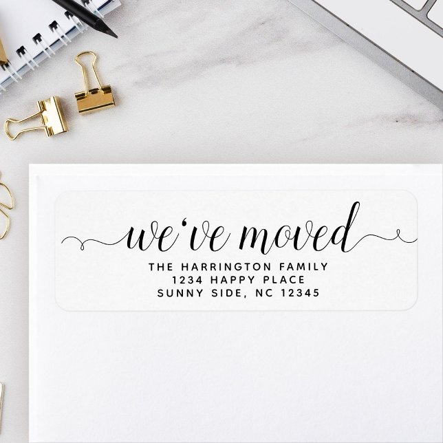Simple Modern Script We've Moved New Address Label (Creator Uploaded)