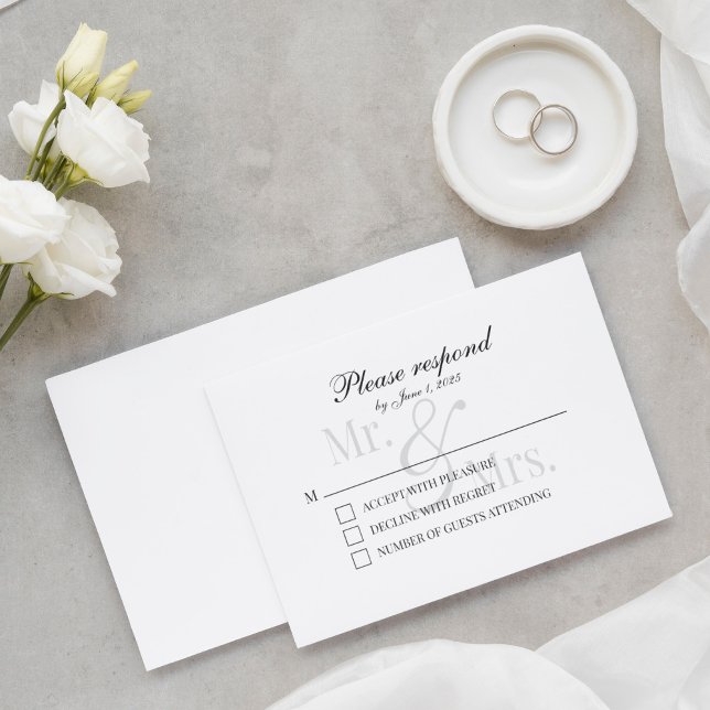 Simple Modern Scripty Mr & Mrs RSVP Card (Creator Uploaded)