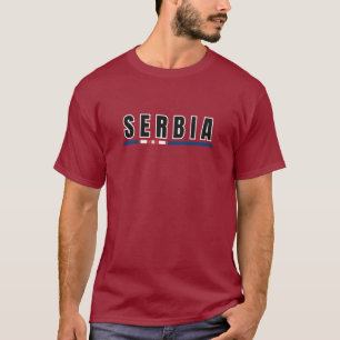 Simple Modern Serbia Art Letter Flag Souvenir T-Shirt