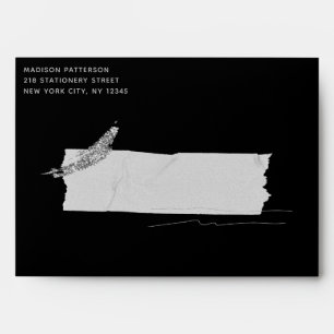 Simple Modern Silver Glitter Torn Paper Envelope