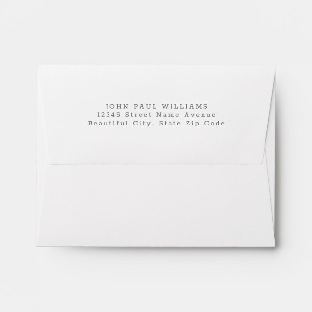 Simple Modern Silver Grey Name Address Envelope (Back (Top Flap))