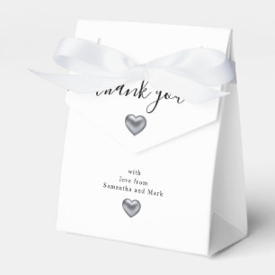 Simple Modern Silver Heart White Wedding Favor Box