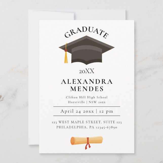 Simple Modern Simple Gold Script Graduation Party  Invitation (Front)