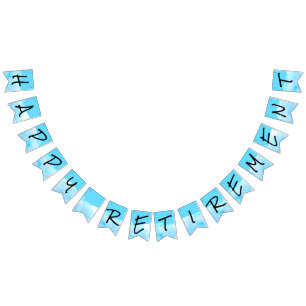 Simple Modern Sky Blue Watercolor Happy Retirement Bunting Flags