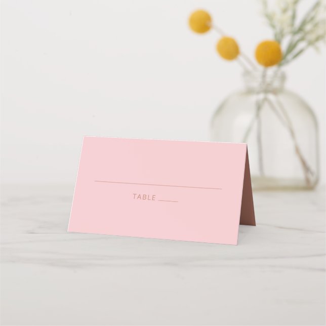 Simple Modern Soft Blush Pink Blank Wedding Shower Place Card (Front)