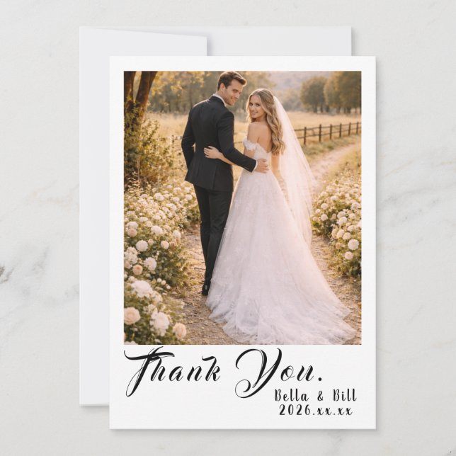 Simple Modern Sporty Couple Wedding Thank You Card (Front)