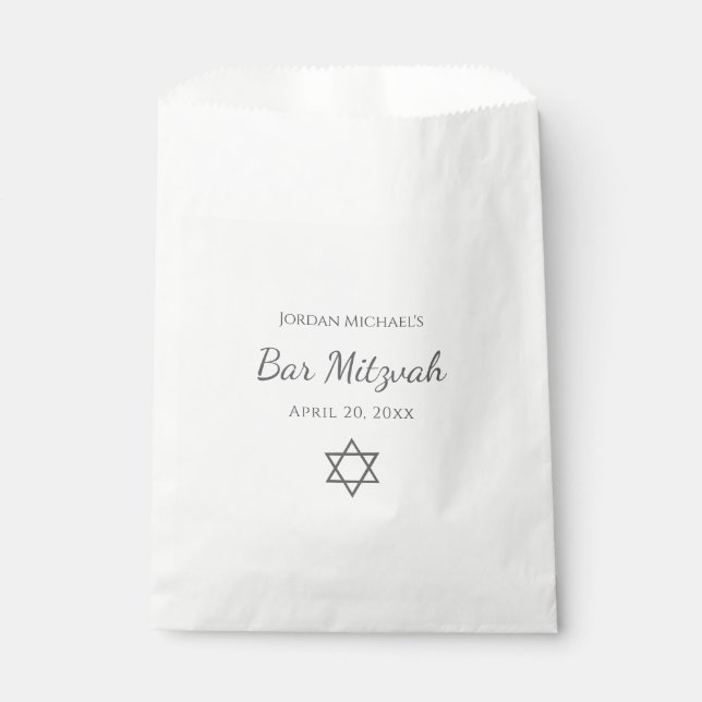 Simple Modern Star of David Bar Mitzvah Favour Bag (Front)