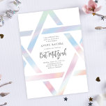 Simple Modern Star of David Pastel Bat Mitzvah Invitation<br><div class="desc">Modern Star of David Pastel Bat Mitzvah Invitation features a unique and modern Star of David outline in a beautiful holographic effect around your event details.</div>