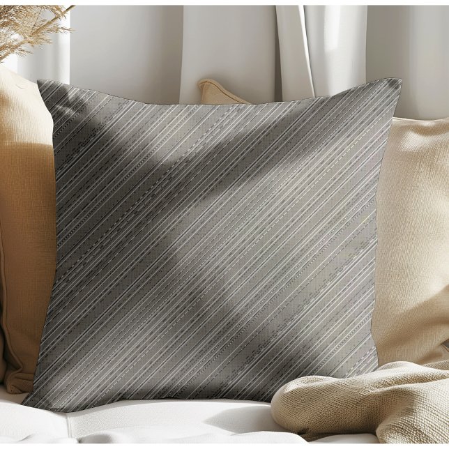 Simple Modern Stripes and Lines Brown Throw Pillow (Creator Uploaded)
