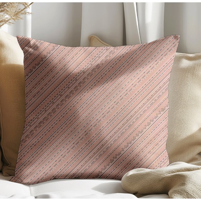 Simple Modern Stripes and Lines Terracotta  Throw Pillow (Creator Uploaded)