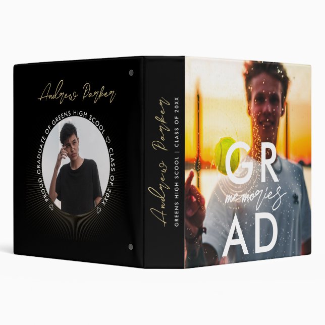 Simple Modern Stylish  Black Graduation Memories Binder (Background)
