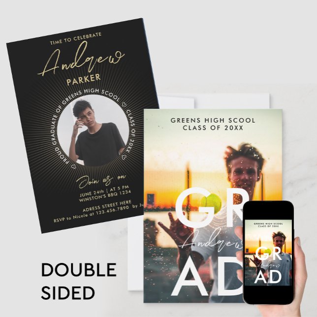 Simple Modern Stylish  Black Graduation Photo  Announcement (Creator Uploaded)