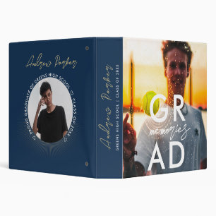 Simple Modern Stylish  Blue Graduation Memories Binder