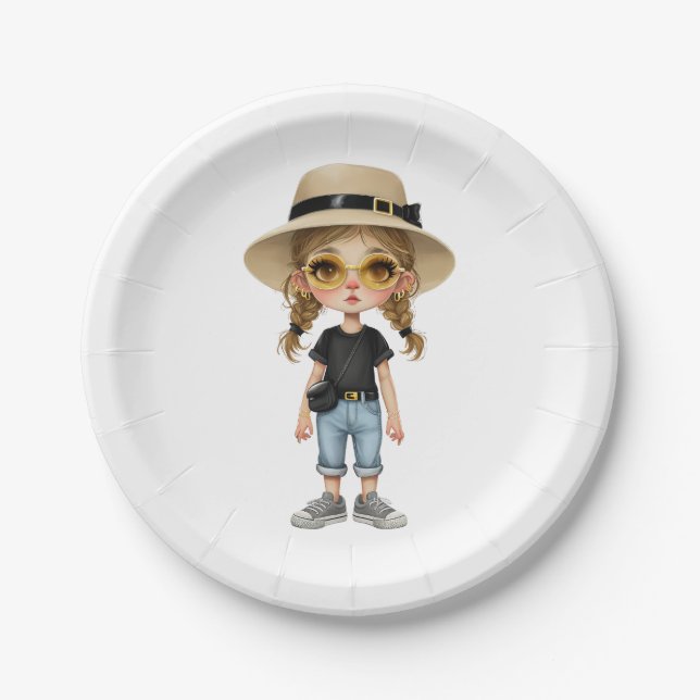 Simple Modern : Stylish Girl Paper Plate (Front)