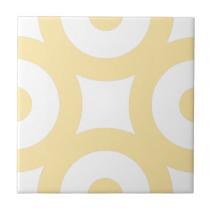 Simple Modern Stylish Light Yellow Circles White Tile