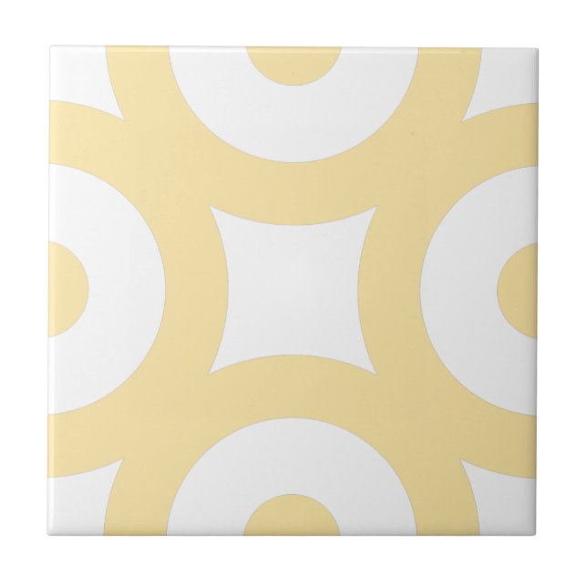 Simple Modern Stylish Light Yellow Circles White Tile (Front)