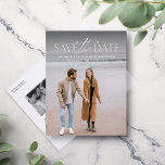 Simple modern stylish photo save the date announcement postcard<br><div class="desc">This simple but stylish photo save the date postcard is the perfect way to announce your engagement and upcoming wedding to friends and family. The front of this vertical save the date features a modern type treatment in white at the top of a single photo. The back features a second...</div>