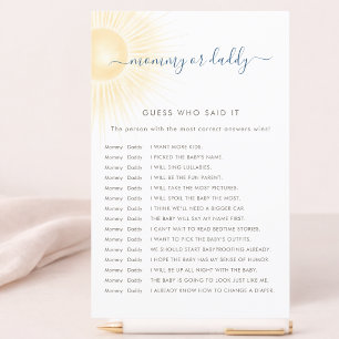 Simple Modern Sun Rays Guess Who Said It Game Card