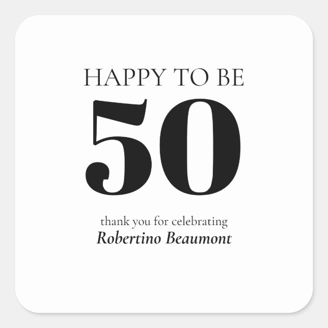 Simple Modern Surprise 50th Birthday Party Square Sticker (Front)