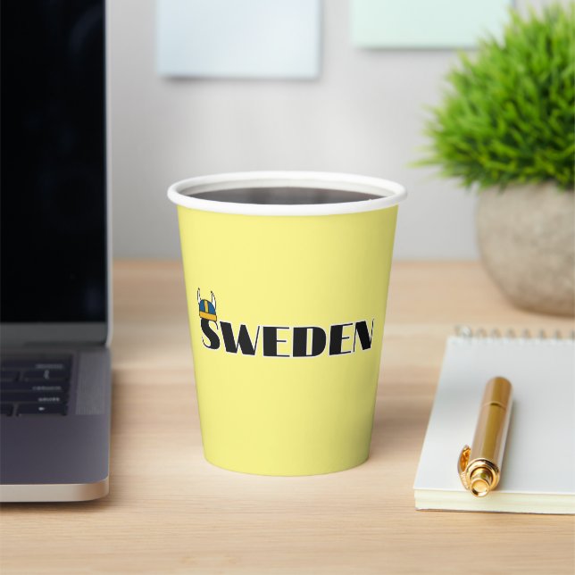 Simple Modern Sweden Swedish country Flag Souvenir Paper Cups (Insitu)