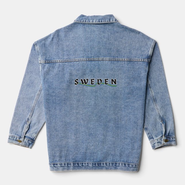 Simple Modern Sweden Swedish Flag Country Souvenir Denim Jacket (Back)