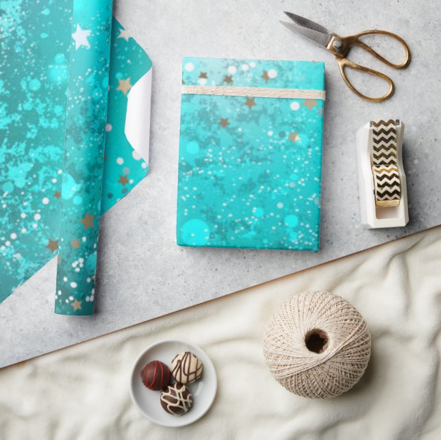 Simple Modern Sweet 16 Teal Sixteen Name Wrapping Paper (Crafts)