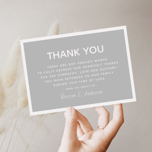 Simple Modern Sympathy Appreciation Thank You Card (Creator Uploaded)