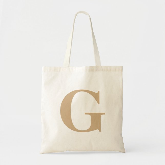 Simple Modern Tan Initial Tote Bag (Front)