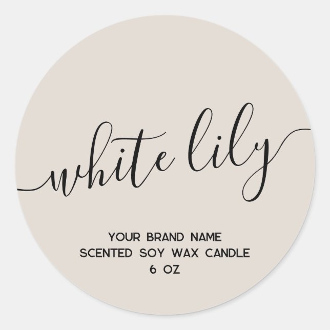 Simple modern tan minimal candle label (Front)